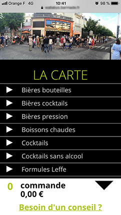 Ecran page d'accueil